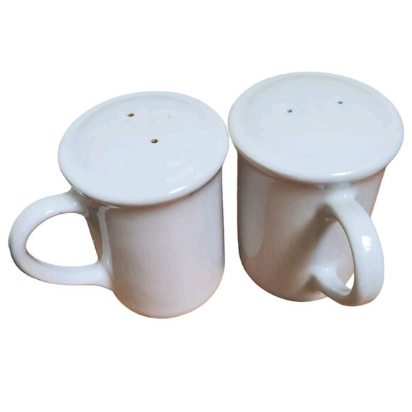 LE CORDON BLEU Pepper Salt Shaker Set White Ceramic Classic Chef Handle Style 4" - Picture 3 of 8